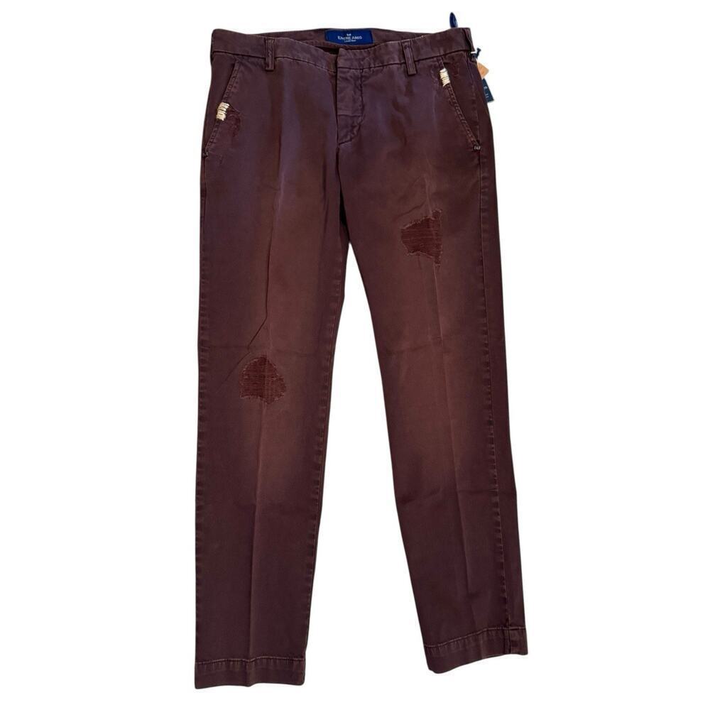 Entre Amis NEW Men's Size 34 Burgundy Twill Distressed Chino Pants 34x29